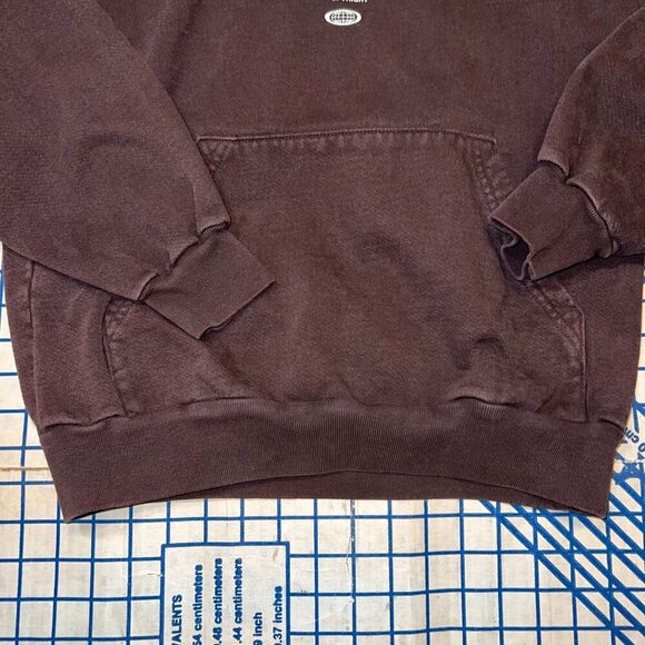 Copyright Hoodie Mens L Brown Neverlast Y2k Fleece Lined Heavyweight Pullover - Picture 5 of 7